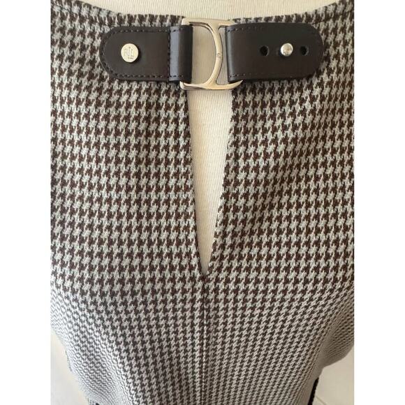 Lauren Ralph Lauren Large Petite Buckle Trim Jacquard Shift Dress in Brown - Picture 5 of 10